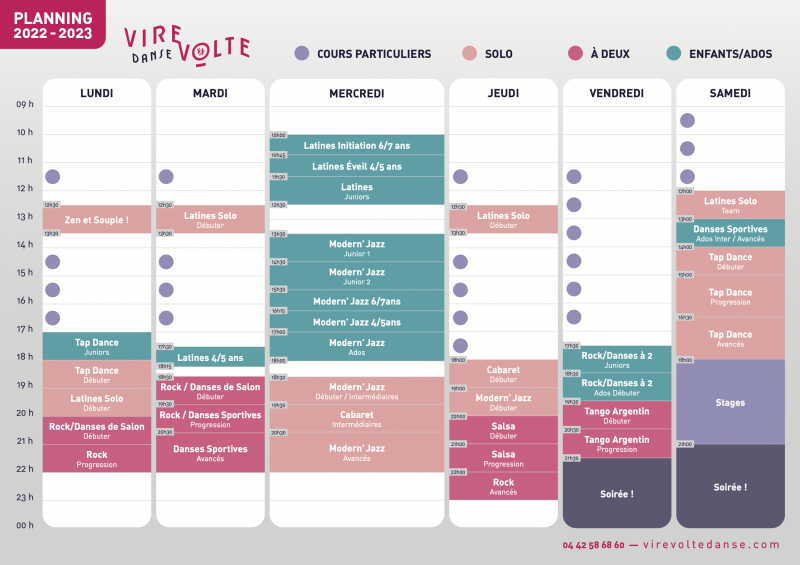 Planning 2022-2023 Cours de Danse Virevolte à Aix en Provence Les Milles (13)